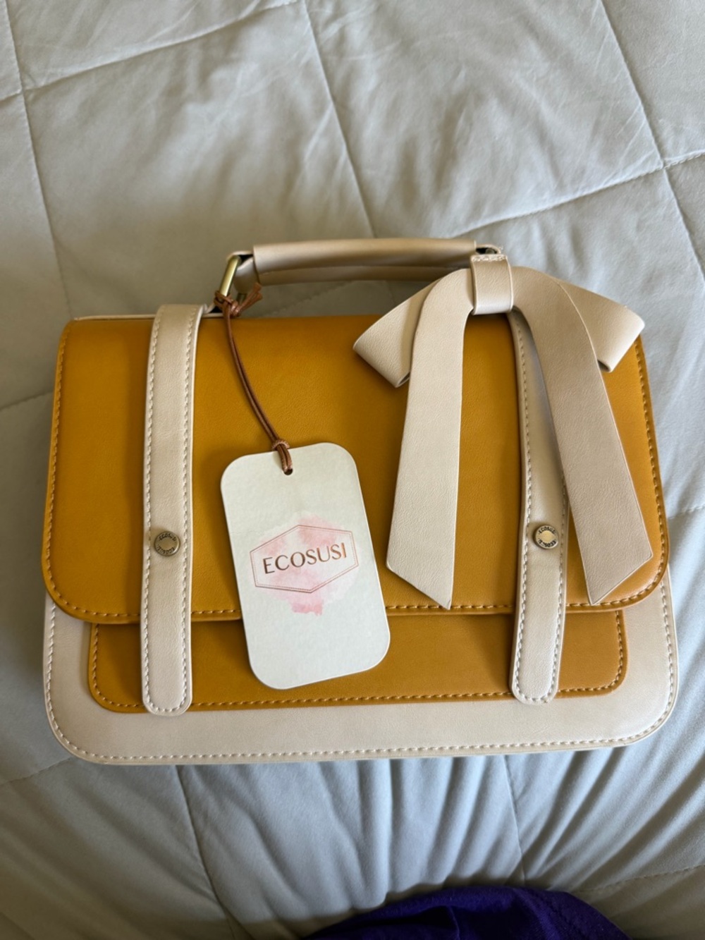 Mustard Yellow & Cream purse